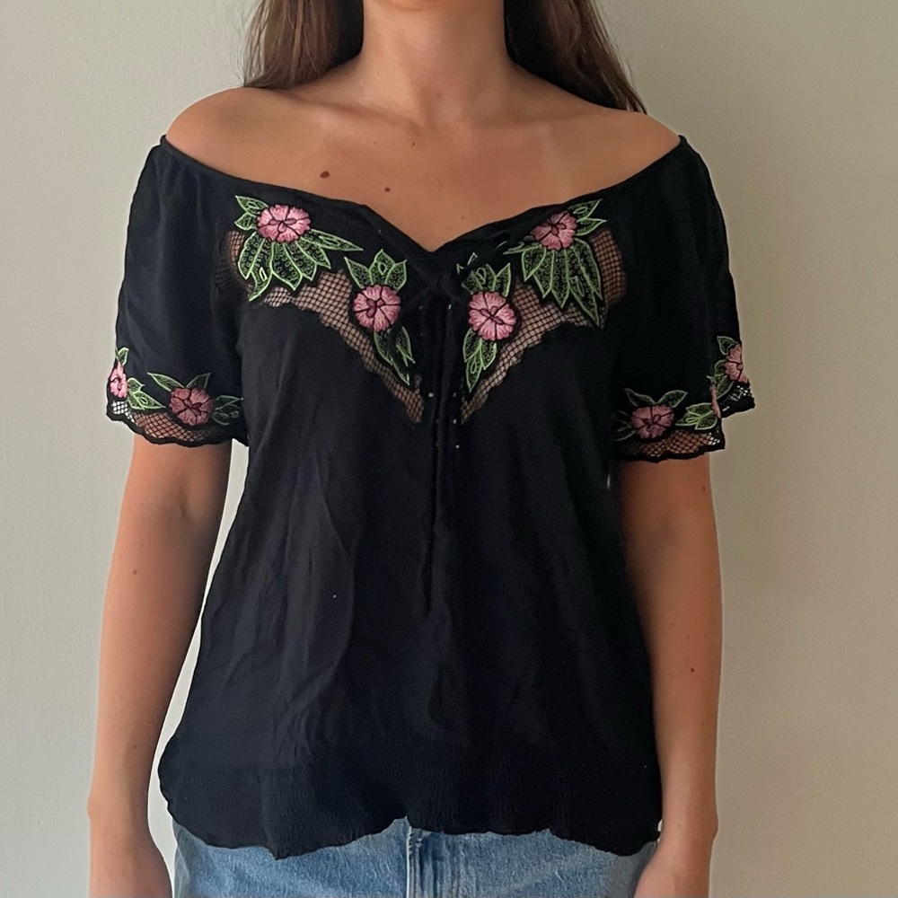 Angie Vintage Mesh Floral Shirt